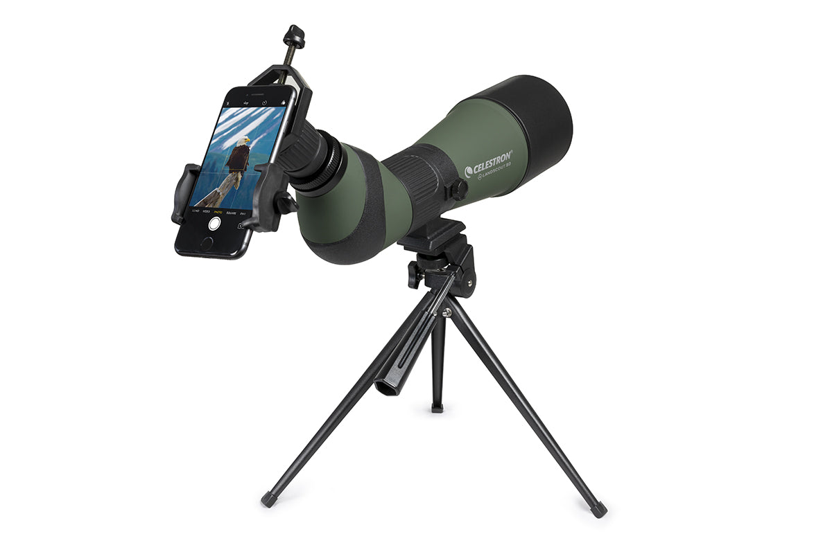 LandScout 20-60x80mm Angled Zoom Spotting Scope with Table-top Tripod and Smartphone Adapter